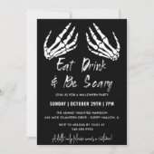 Invitation Mangez Boire Et Soyez Effrayant Gray Halloween Par (Devant)