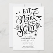 Invitation Mangez Boire Et Soyez Effrayant Halloween (Devant)