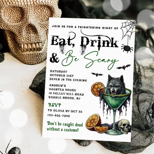 Invitation Mangez Boire Et Soyez Effrayant Halloween Party