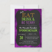 Invitation Mangez Boire et soyez effrayant Purple Halloween I (Devant)