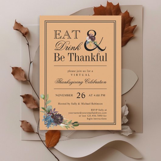 Invitation Mangez Boire et Soyez Gentils Virtual Thanksgiving