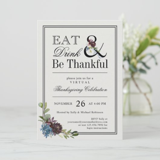 Invitation Mangez Boire et Soyez Gentils Virtual Thanksgiving (Debout devant)