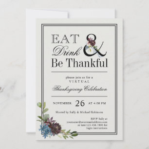 Invitation Mangez Boire et Soyez Gentils Virtual Thanksgiving