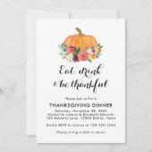 Invitation Mangez Boire Et Soyez Heureux Dîner Thanksgiving (Devant)