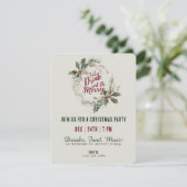 Invitation Mangez Boire et Soyez Joyeux Fête de Noël Wreath (Debout devant)