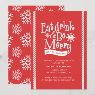 Invitation Mangez Boire et Soyez Joyeux Red Holiday Party