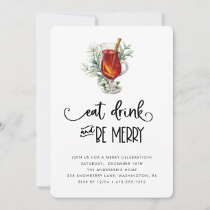 Invitation Mangez Boire et Soyez Joyeux Snowberries fête de N