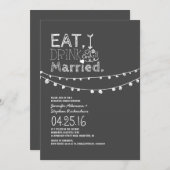 Invitation Mangez Boire Et Soyez Marié Reprendre Dîner De Rép (Devant / Derrière)