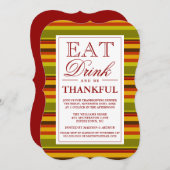 Invitation Mangez Boire et soyez reconnaissant (Devant / Derrière)