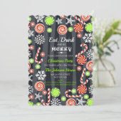 Invitation Mangez Boire Soit Joyeux Noël Bonbons Snowflakes (Debout devant)