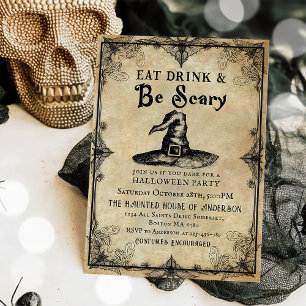 Invitation Mangez Boire & Soyez Effrayant Adulte Halloween Pa