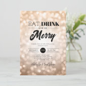 Invitation Mangez, Boire Soyez Joyeux Bokeh Bokeh Noël (Debout devant)