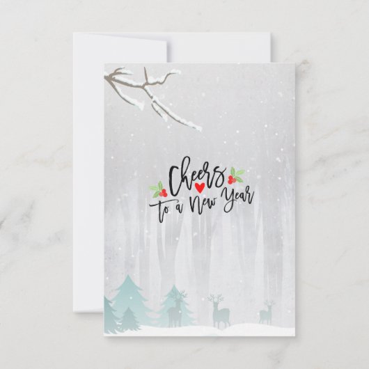 Invitation Mangez Boire & Soyez Joyeux Cerf de Neige Fête (Dos)