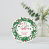 Invitation Mangez Boire & Soyez Joyeux Fête de Vacances (Debout devant)