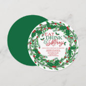 Invitation Mangez Boire & Soyez Joyeux Fête de Vacances (Devant / Derrière)