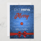 Invitation Mangez, Boire Soyez Joyeux Marine Bokeh Fêtes Bow  (Devant)