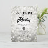Invitation Mangez, Boire Soyez Joyeux Noël De Bokeh Silver (Debout devant)