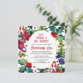 Invitation Mangez Boire & Soyez Joyeux Noël Soir Floral (Debout devant)