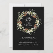 Invitation Mangez Boire Soyez Merry Watercolor Wreath Fête (Devant)