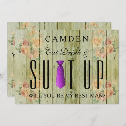 Invitation Mangez Boire & Suitup Bois Serez-vous mon Bestman (Devant / Derrière)