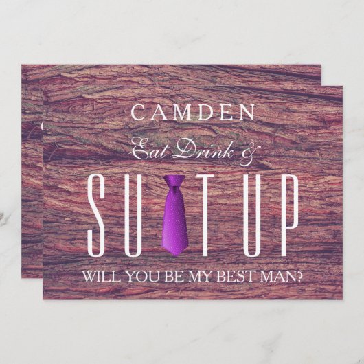 Invitation Mangez Boire & Suitup Bois Serez-vous mon Bestman (Devant / Derrière)