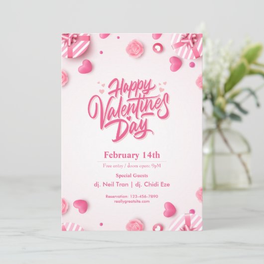 Invitation "Mangez, buvez et aimez" Valentine's Day Party Inv (Debout devant)