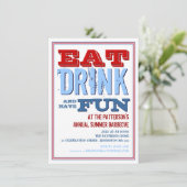 Invitation Mangez, buvez et ayez l'amusement à une partie de (Debout devant)