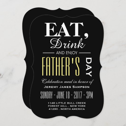 Invitation Mangez, buvez et dégustez un repas de Fête des pèr (Devant / Derrière)