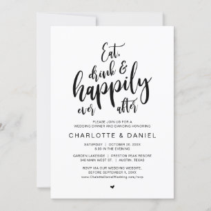 Invitation Mangez, buvez et heureux après, dîner Mariage