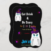 Invitation Mangez, buvez et soyez effrayant (Devant / Derrière)