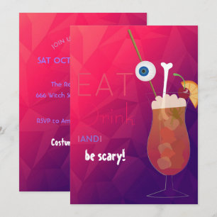 Invitation Mangez, buvez et soyez effrayant Adulte Halloween 
