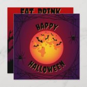 Invitation Mangez, buvez et soyez effrayant Halloween (Devant / Derrière)