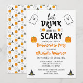 Invitation Mangez, buvez et soyez effrayant Halloween Bachelo (Devant / Derrière)