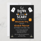 Invitation Mangez, buvez et soyez effrayant Halloween Bachelo (Devant)