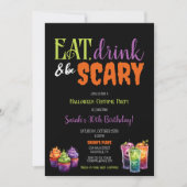 Invitation Mangez, buvez et soyez effrayant Halloween fête d' (Devant)