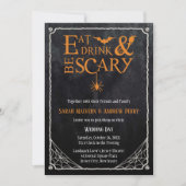 Invitation Mangez, buvez et soyez effrayant Mariage d'Hallowe (Devant)