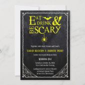 Invitation Mangez, buvez et soyez effrayant Mariage d'Hallowe (Devant)