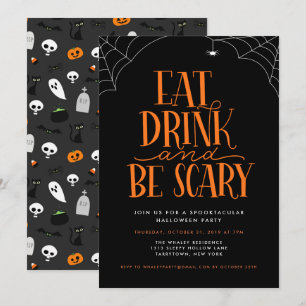 Invitation Mangez, buvez et soyez effrayants Halloween Party