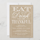 Invitation Mangez, Buvez Et Soyez Heureux Kraft Thanksgiving (Devant)