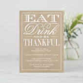Invitation Mangez, Buvez Et Soyez Heureux Kraft Thanksgiving (Debout devant)
