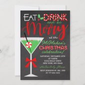 Invitation Mangez, buvez et soyez joyeux Chalkboard Noël Part (Devant)