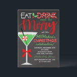 Invitation Mangez, buvez et soyez joyeux Chalkboard Noël Part<br><div class="desc">Mangez,  buvez et soyez joyeux tableau noir Noël Invitation de fête. Parfait pour votre fête de vacances pour adultes !</div>