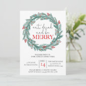 Invitation Mangez, buvez et soyez joyeux Noël fête Potluck (Debout devant)