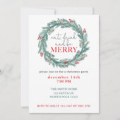 Invitation Mangez, buvez et soyez joyeux Noël fête Potluck (Devant)