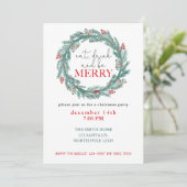 Invitation Mangez, buvez et soyez joyeux Noël fête Potluck (Debout devant)