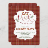 Invitation Mangez, Buvez Et Soyez Joyeux Plaid Party Invitati (Devant / Derrière)