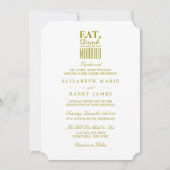 Invitation Mangez, buvez et soyez marié Gold Mariage cérémoni (Devant)