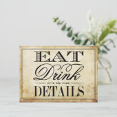 Invitation Mangez, buvez et soyez marié Mariage Vintage (Debout devant)