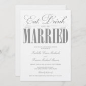 Invitation Mangez, buvez et soyez mariés | Dîner de répétitio (Devant / Derrière)