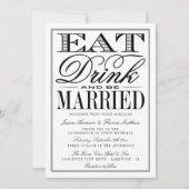 Invitation Mangez, buvez et soyez mariés Mariage noir/blanc m (Devant)